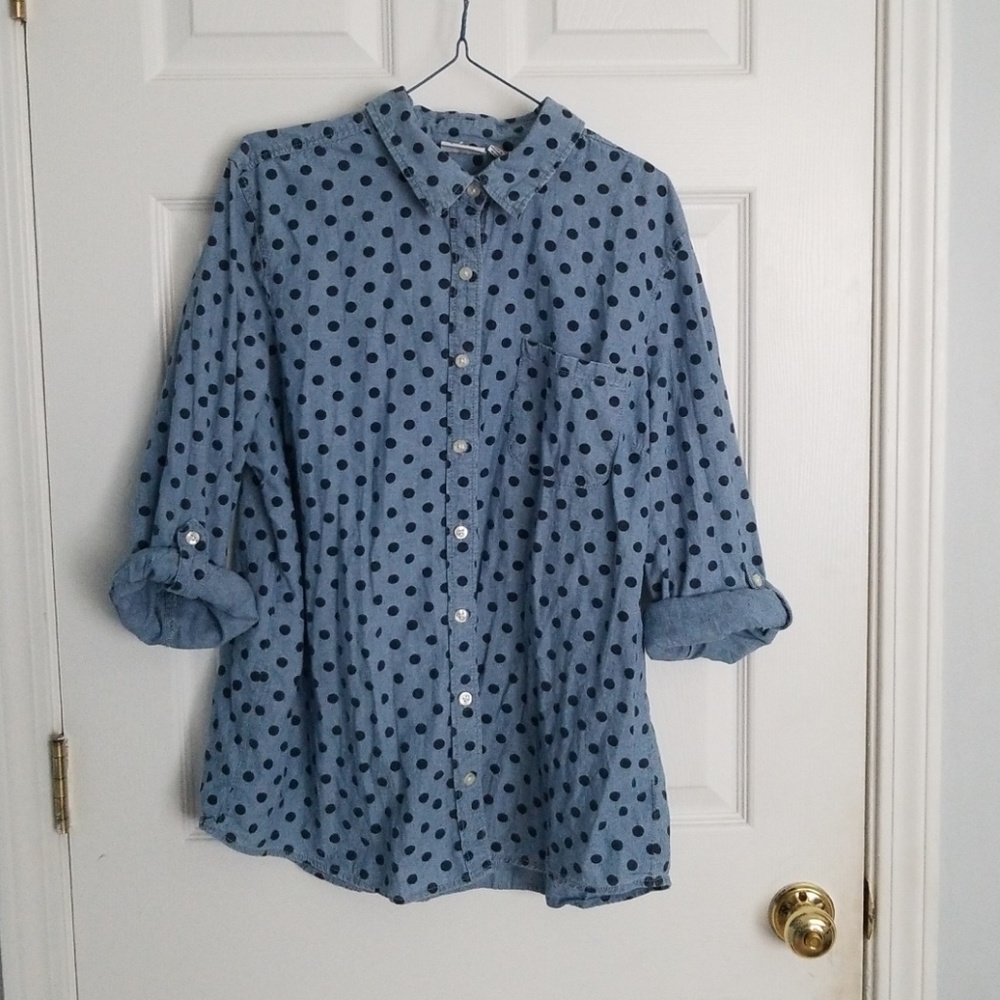 Kim Rogers Polka Dot Button Down Top